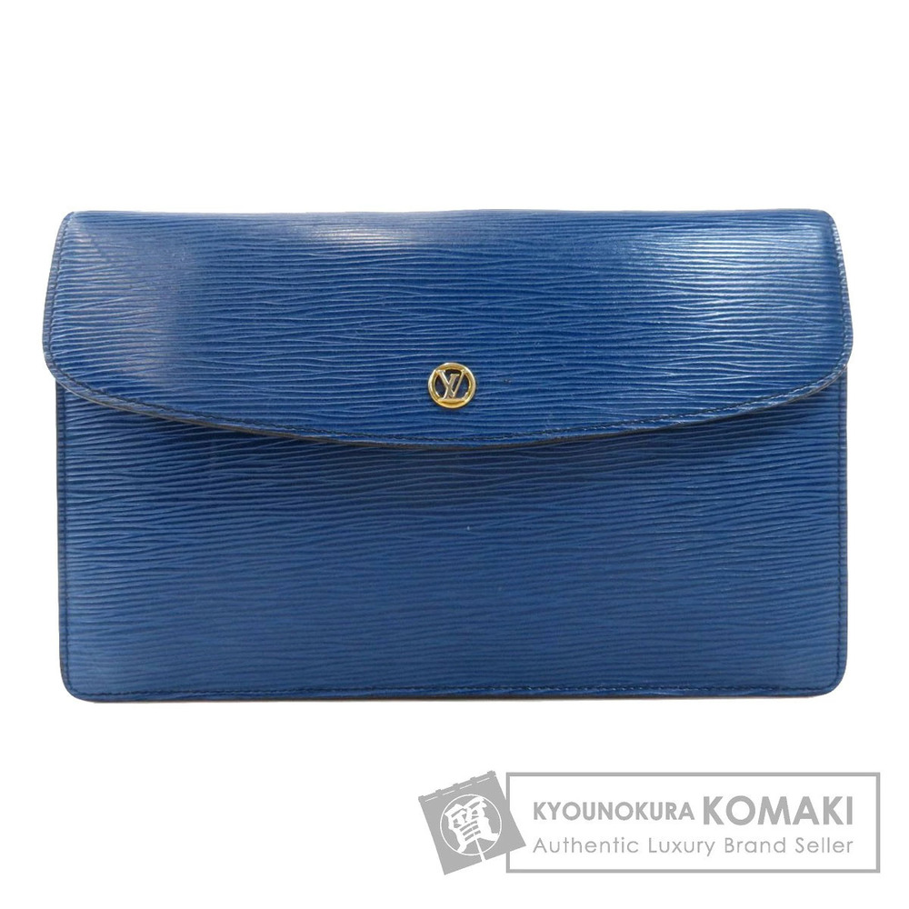 Louis Vuitton Montaigne Clutch Bag Epi Leather Blue